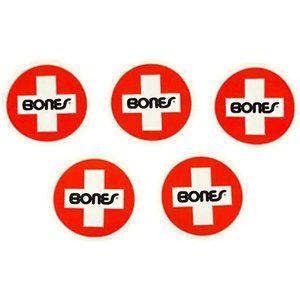 BONES Bearings Logo Circle Red Medium - Pack of [5] - Skateboard Stickers